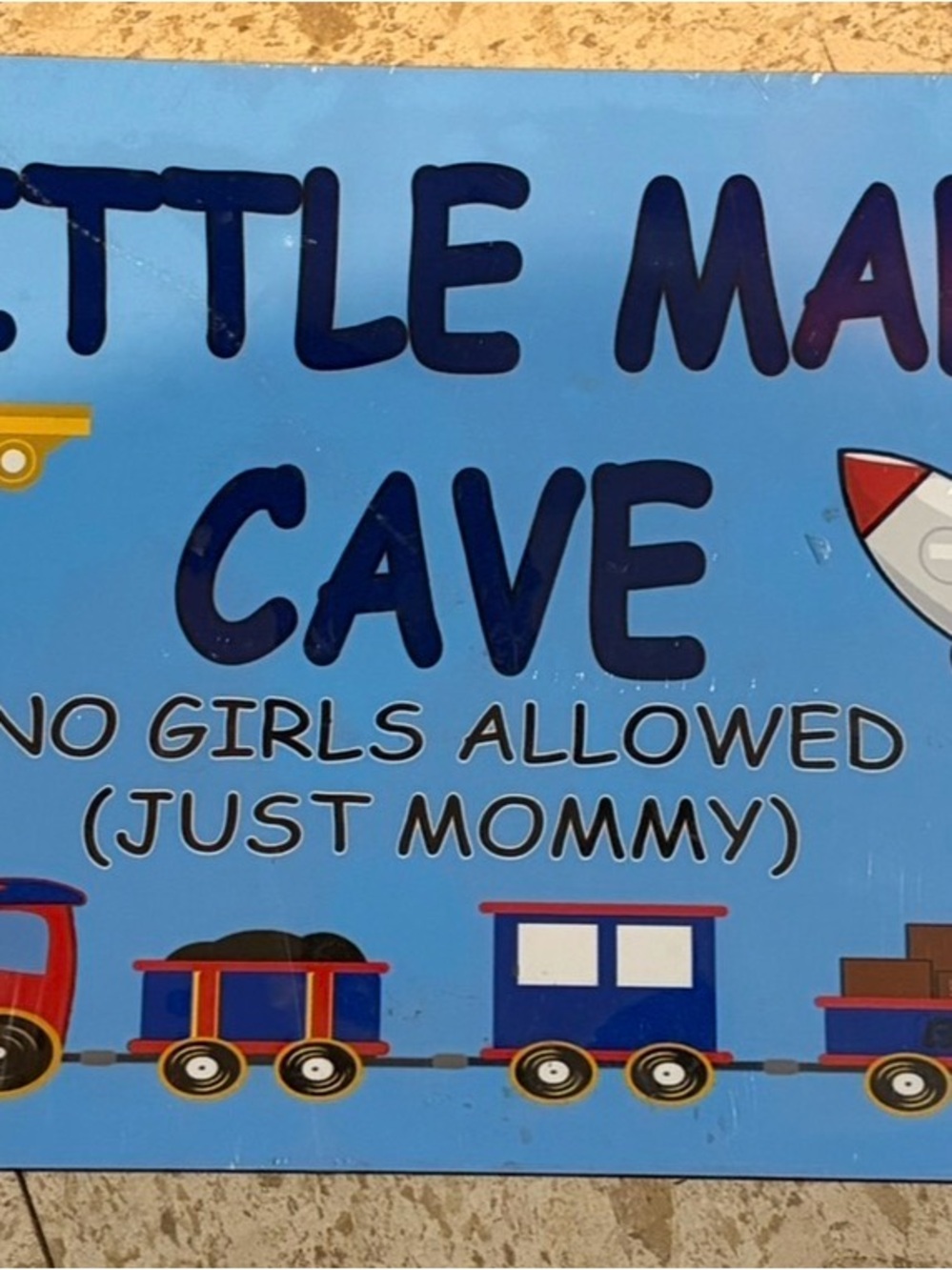 Blue "Little Man Cave" Wall Sign - Kids Room Decor